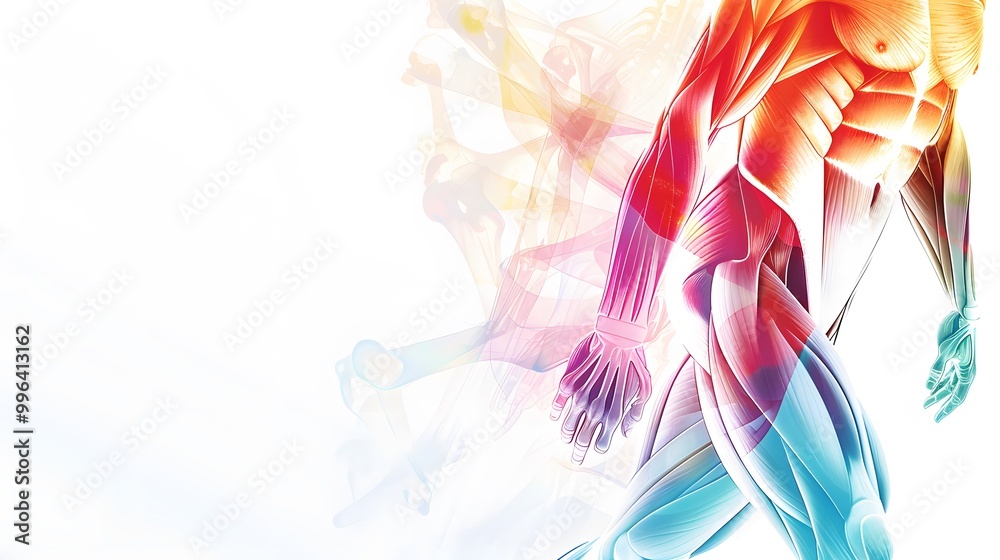 Obraz premium Vibrant Abstract Medical Health Background Featuring Human Anatomy with Colorful Elements and Space for Text