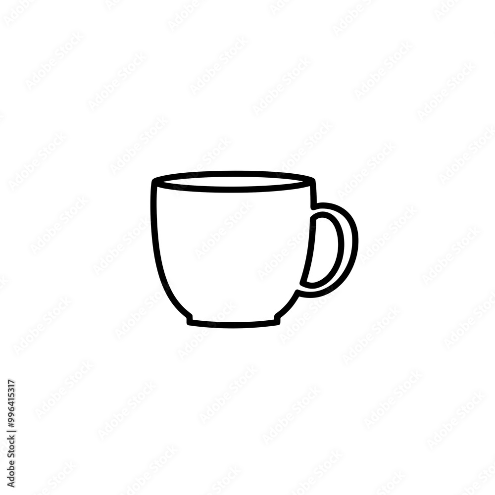 Minimalist white cup outline on a plain background with copy space Minimalist white cup outline on a plain background with copy space