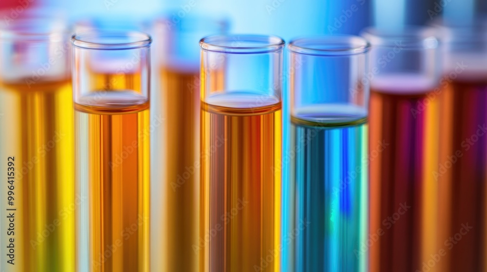 Flask and test tubes containing urine against a backdrop of medical color schemes illustrating the concept of laboratory analysis and pH control Vertical orientation Flask and test tubes containing urine against a backdrop of medical color schemes illustrating the concept of laboratory analysis and pH control Vertical orientation