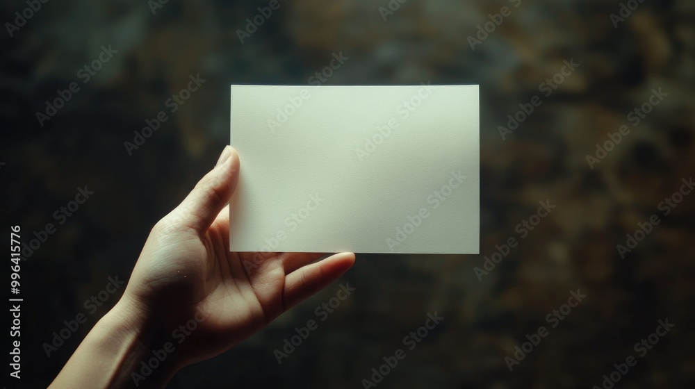 Hand displaying a blank white sheet of paper Hand displaying a blank white sheet of paper