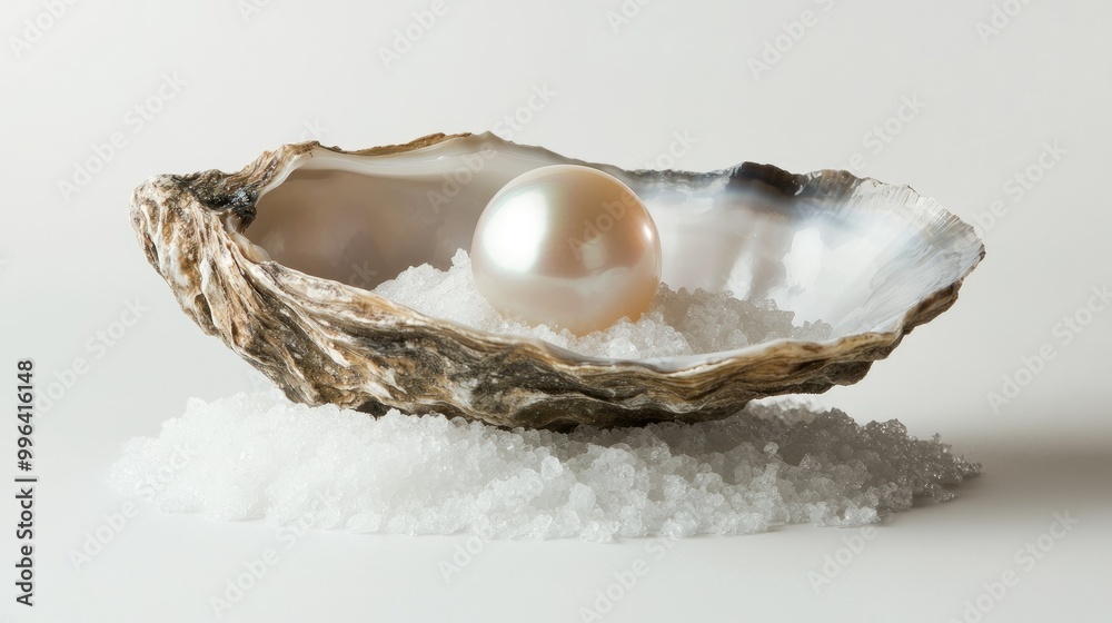 A rare, perfectly formed pearl inside an open oyster shell, resting on a bed of sea salt, symbolizing natural beauty and luxury. A rare, perfectly formed pearl inside an open oyster shell, resting on a bed of sea salt, symbolizing natural beauty and luxury.