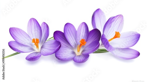 Spring crocus flowers isolated against a white background