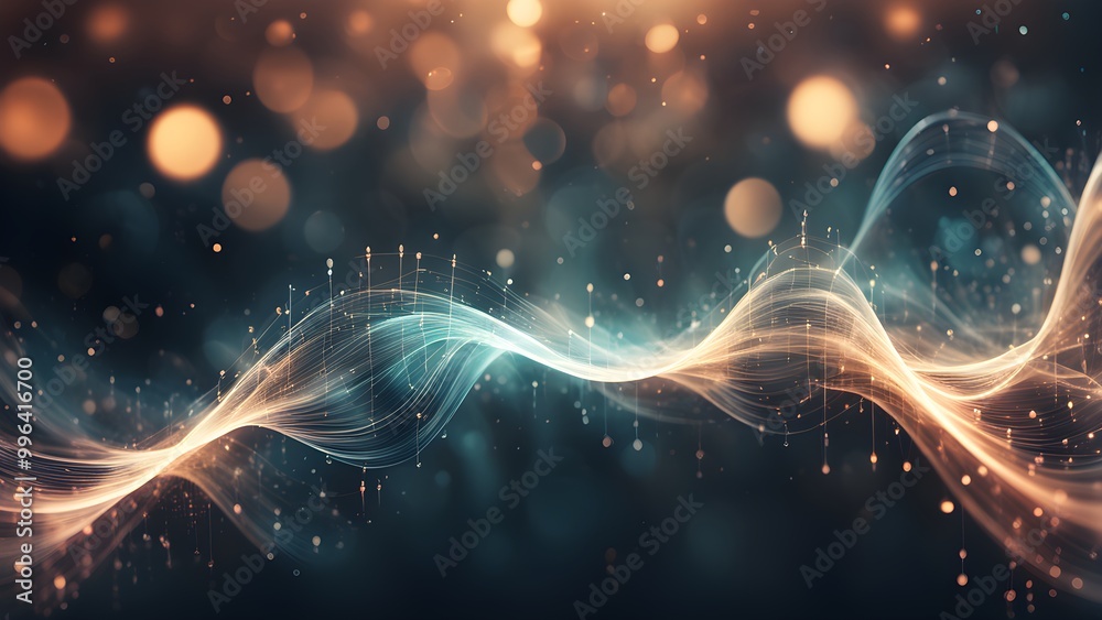 Abstract background with a flowing light wave and bokeh lights. Abstract background with a flowing light wave and bokeh lights.