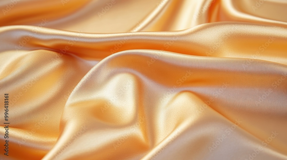 Obraz premium Gradient transition from light brown to golden yellow on silky satin fabric