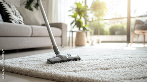 Wallpaper Mural A white carpet in a modern living room, with a vacuum cleaner in action, keeping the space clean and tidy. Torontodigital.ca