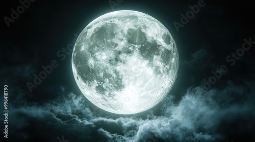 Full Moon with Illuminated Surface and Shadow Details