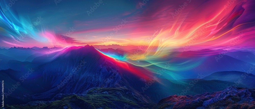 Vibrant Abstract Landscape with Colorful Lights