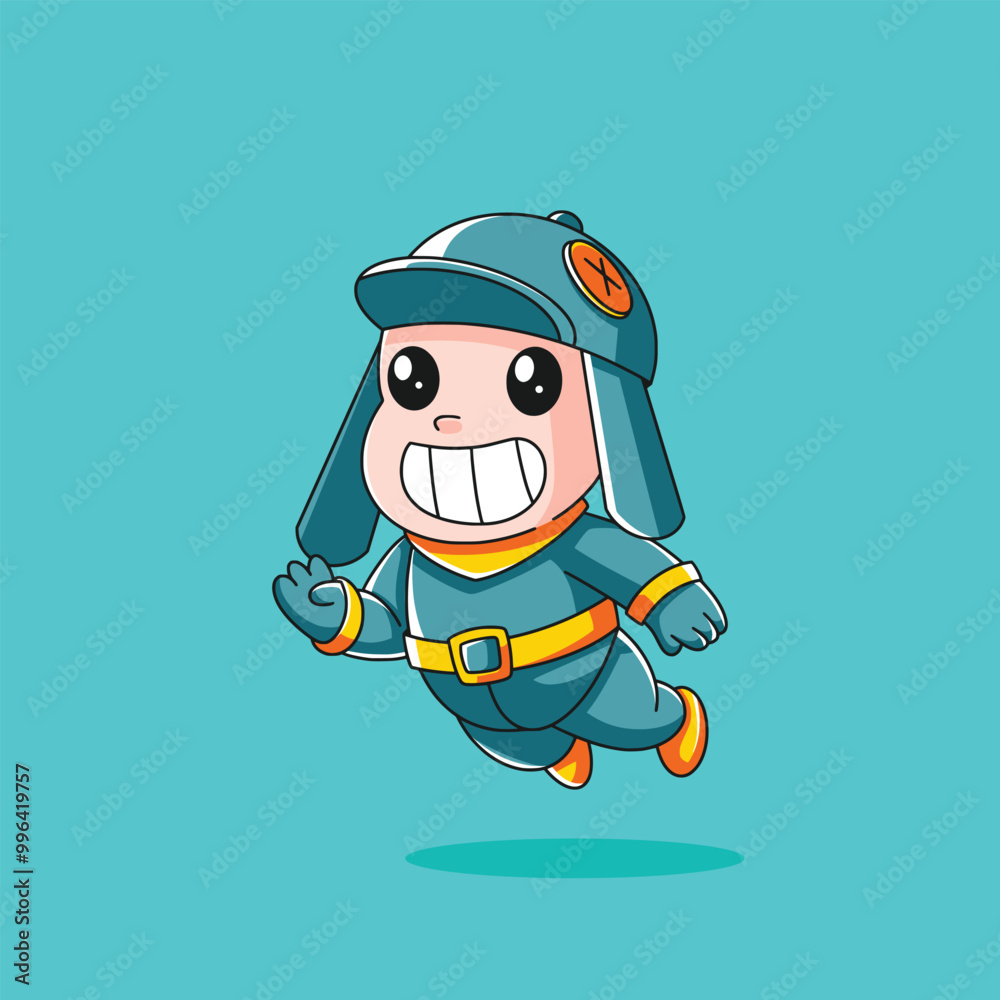 cute cartoon character children floating pose