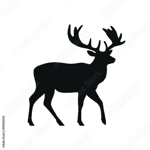 Proud Antlered Stag Silhouette Vector Illustration