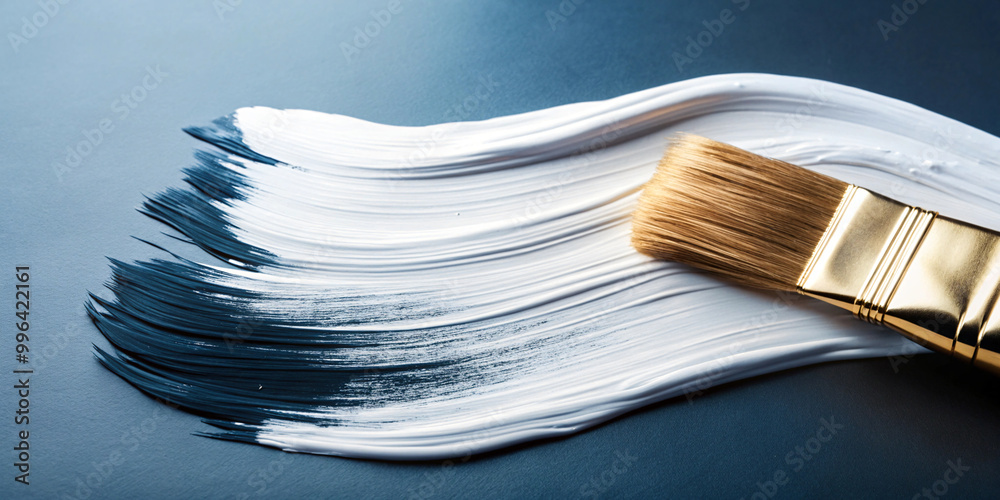 realistic white paint brush strokes on a light blue background. realistic white paint brush strokes on a light blue background.