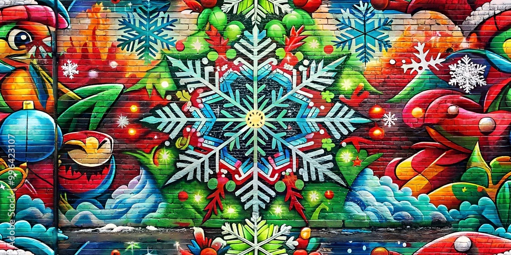 Fototapeta premium merry christmas, paper, seamless pattern, street art, spray, doodle, graffiti, ornament, characters, santa claus, snowman, snowflake shape