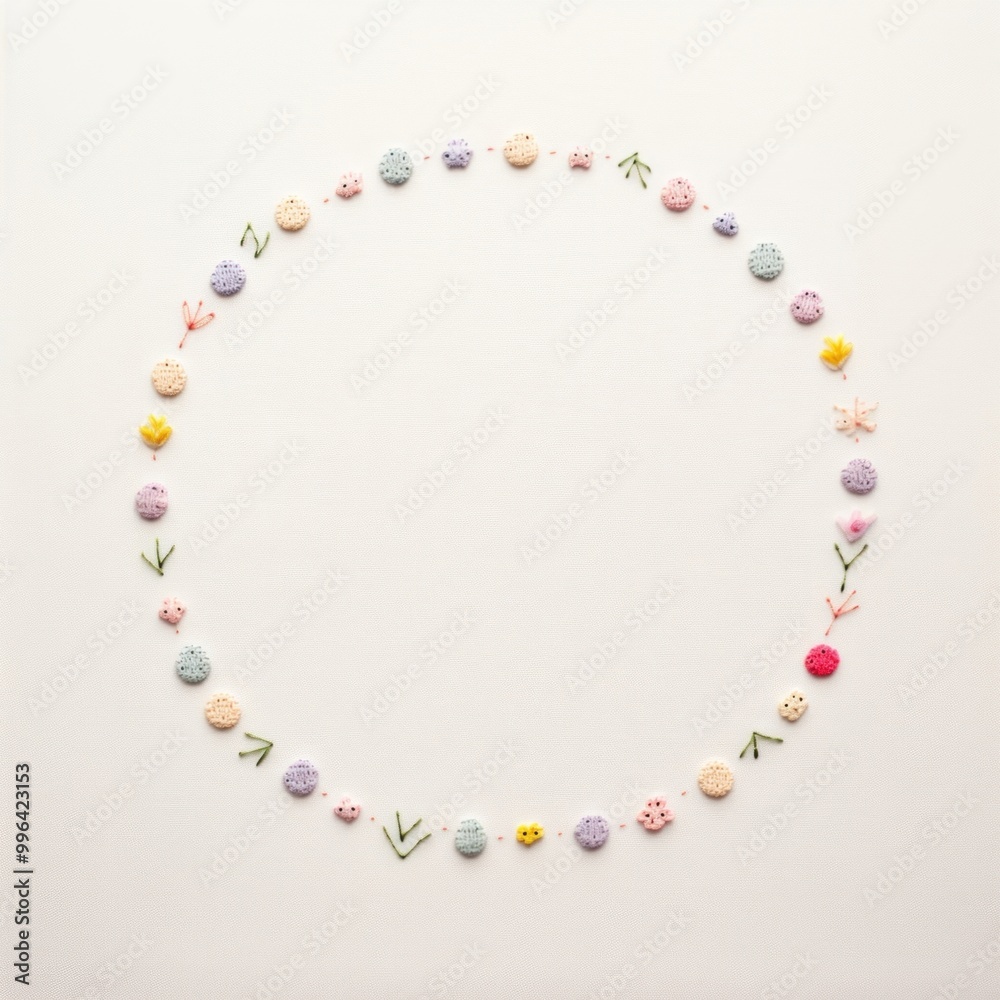 Naklejka premium Little Easter circle border necklace jewelry pattern.