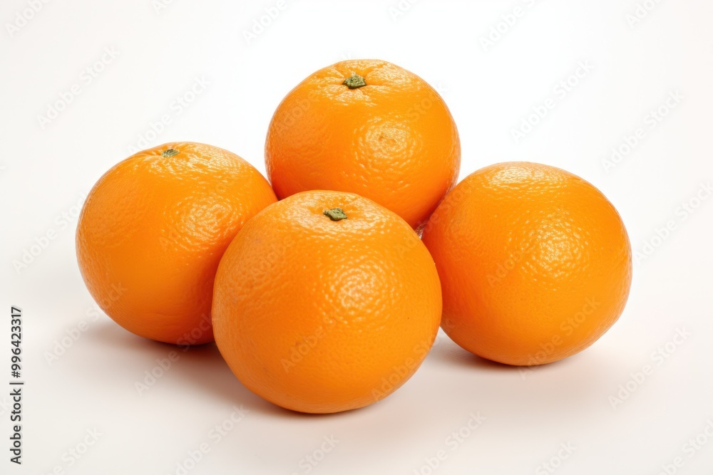 A cluster of three fresh oranges, each one displaying a different stage of ripeness, from deep orange to light yellow A cluster of three fresh oranges, each one displaying a different stage of ripeness, from deep orange to light yellow
