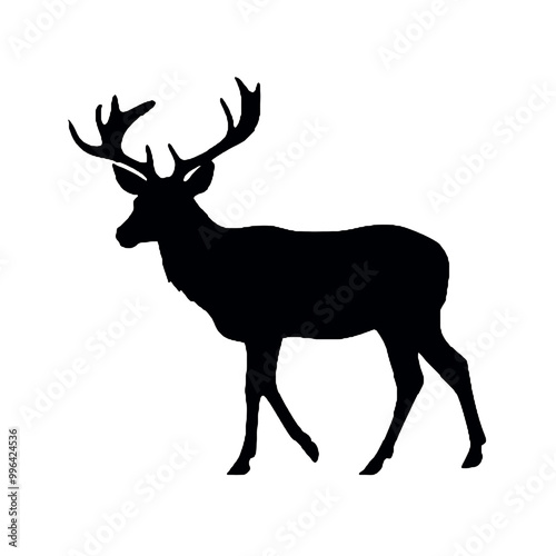 Proud Antlered Stag Silhouette Vector Illustration