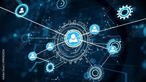 Wallpaper Mural A digital illustration of a network with multiple user icons connected by lines Torontodigital.ca