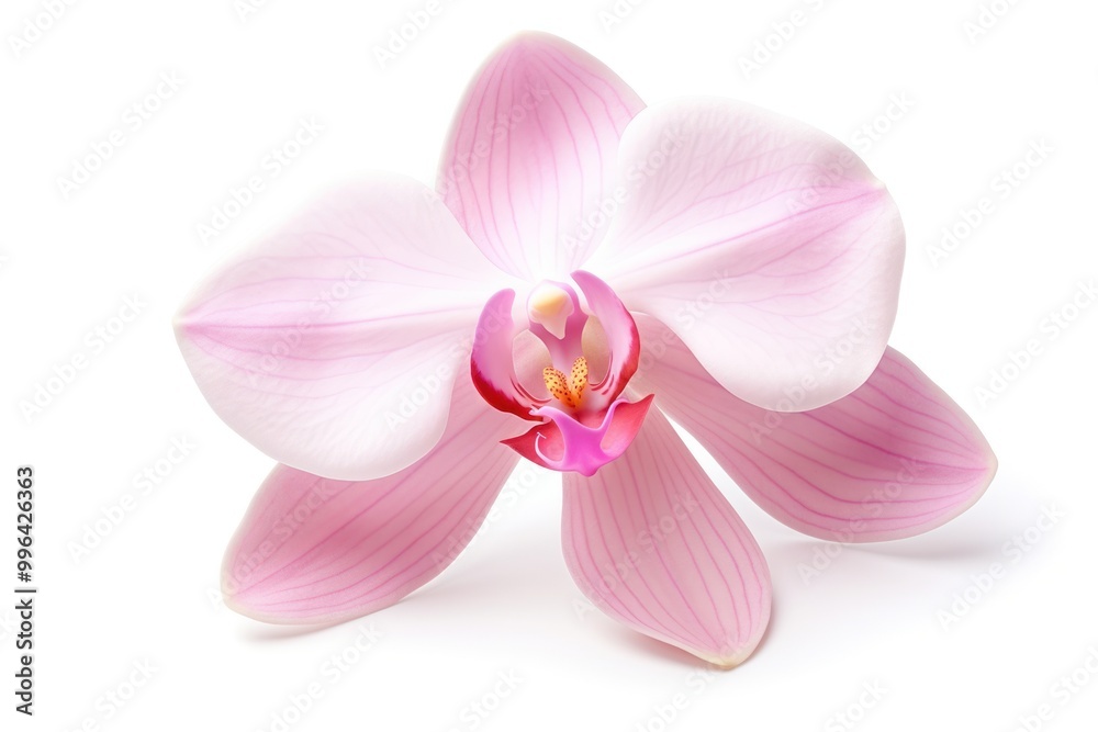 A delicate orchid with white petals and a delicate pink hue A delicate orchid with white petals and a delicate pink hue