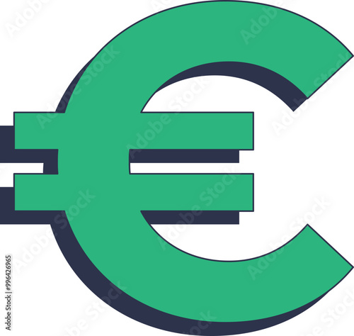 Green euro symbol representing European currency and financial stability.