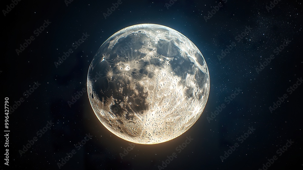 Full Moon with Surface Details and Soft Glow