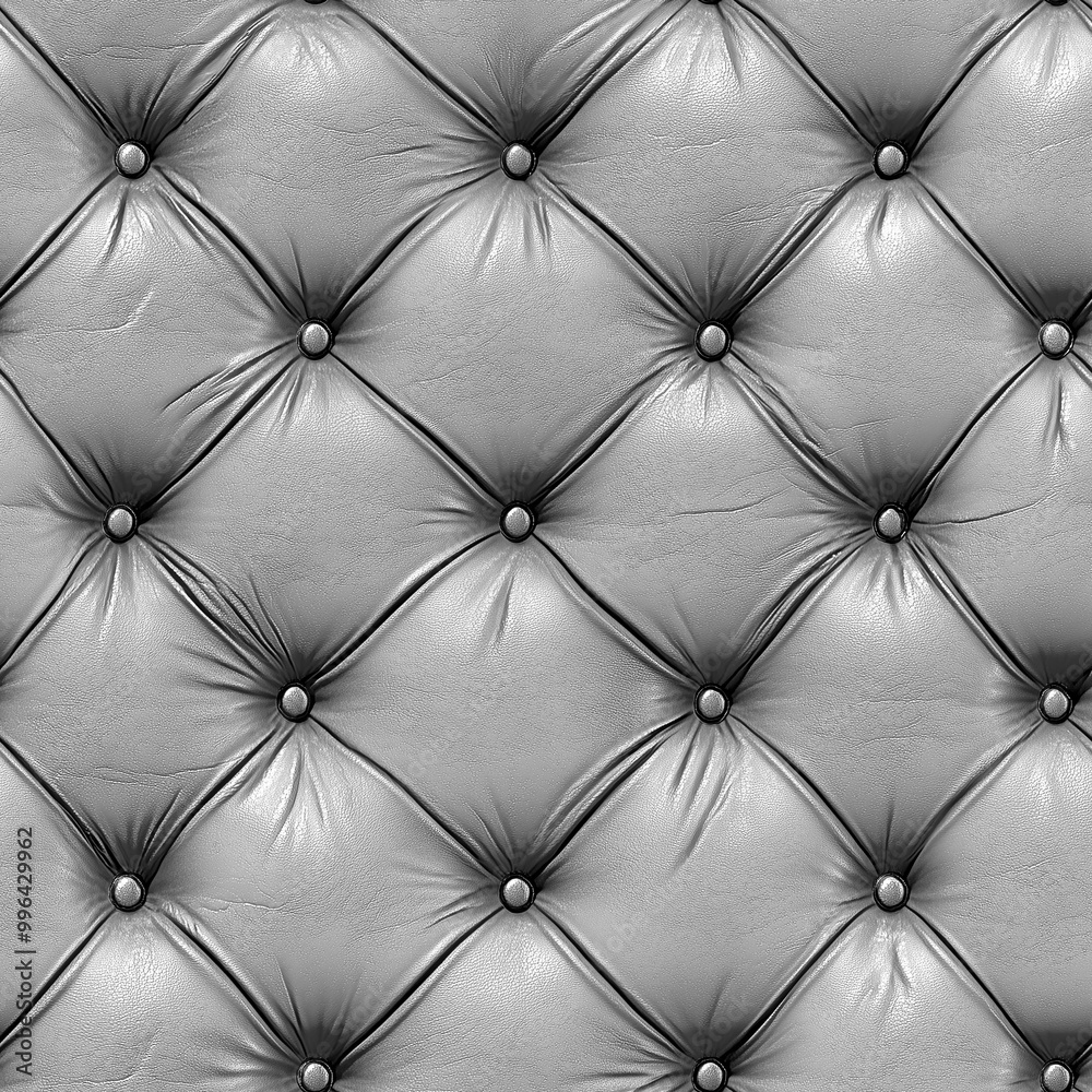 Fototapeta premium Elegant Gray Tufted Leather Texture for Upscale Interior Design Projects and Backgrounds