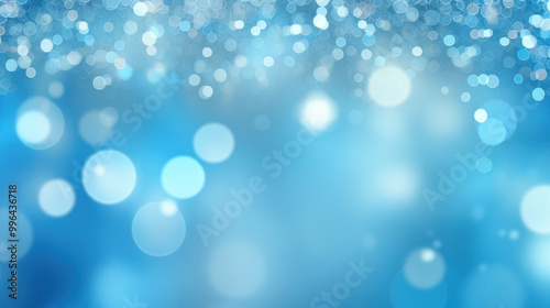 Blur bookeh silver lights or flashes on a azure color background
