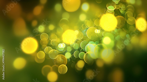 Blur bookeh silver lights or flashes on a dark lime color background