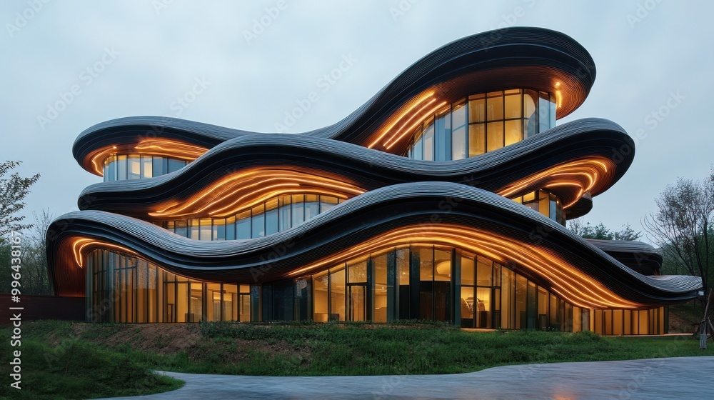 Modern Architectural Design: A Flowing, Wavy Building Modern Architectural Design: A Flowing, Wavy Building