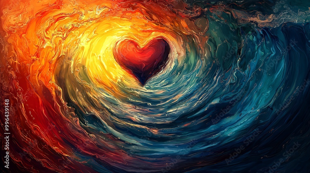 Digital Painting: Conceptual Heart of Colorful Energy Swirls Digital Painting: Conceptual Heart of Colorful Energy Swirls