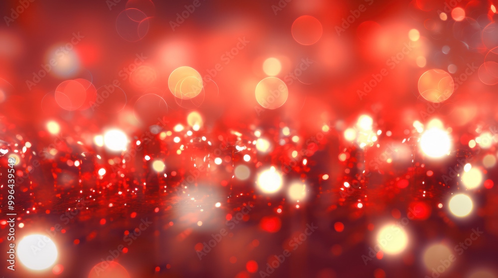 Blur bookeh silver lights or flashes on a vivid red color background Blur bookeh silver lights or flashes on a vivid red color background