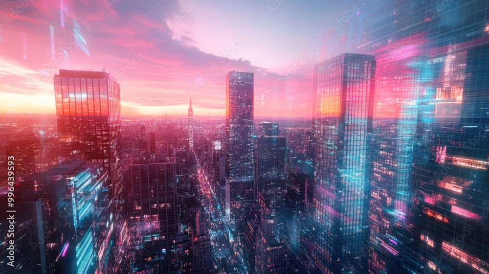 Fototapeta premium The Digital City Skyline