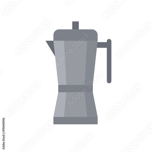 Moka pot coffee maker flat design vector illustration. classic coffee brewing kettle 