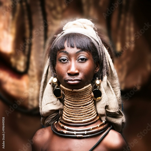 african indigenous women with rings in their mouths  photo