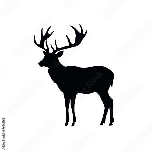 Antlered Stag Silhouette Vector Illustration