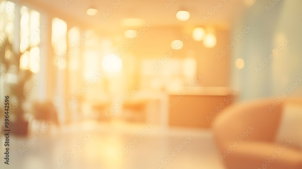Blurred view of a modern office space with sunlight streaming in through large windows, creating a warm and inviting atmosphere. Blurred view of a modern office space with sunlight streaming in through large windows, creating a warm and inviting atmosphere.