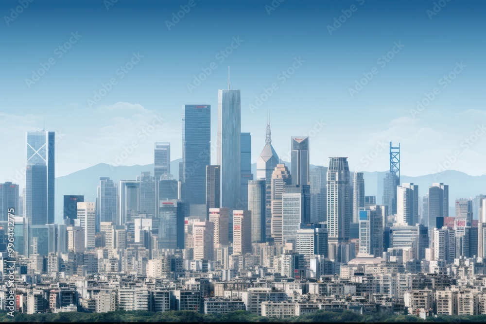 Naklejka premium Asian city skyscraper architecture metropolis.