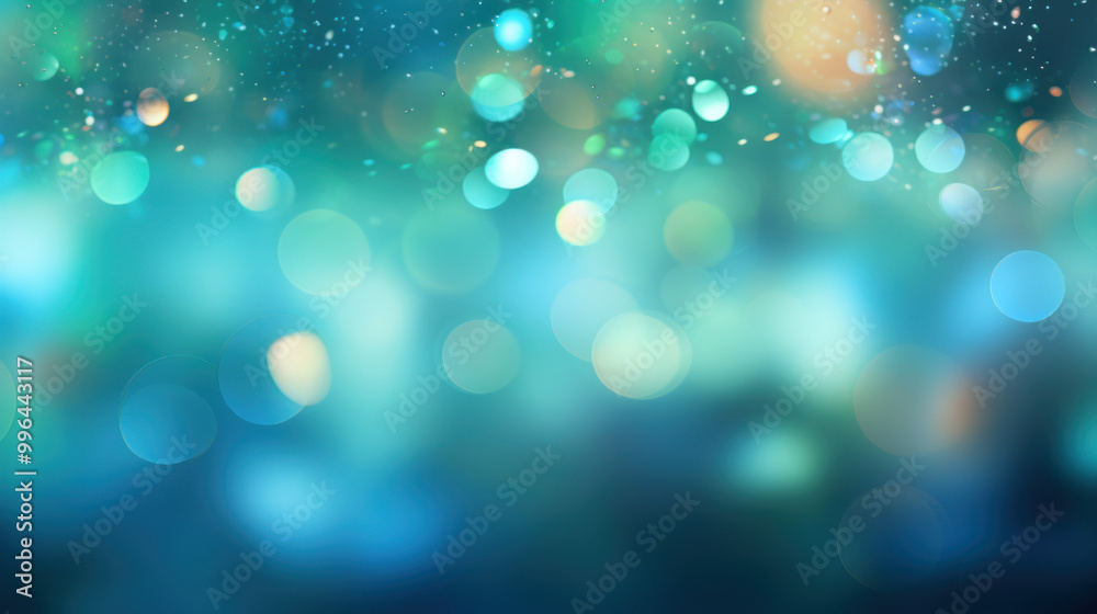 Obraz premium Blur bookeh colorful lights or flashes on a cyan color background