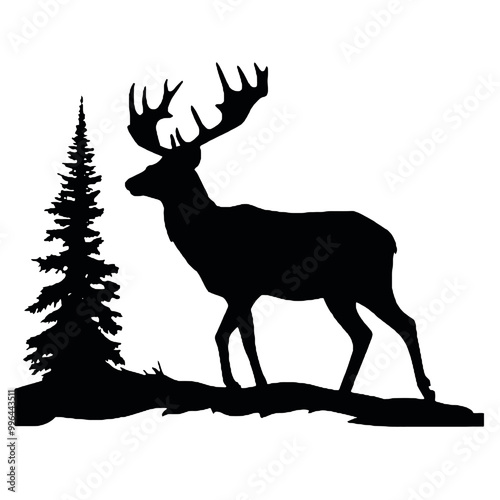 Antlered Stag Silhouette Vector Illustration photo