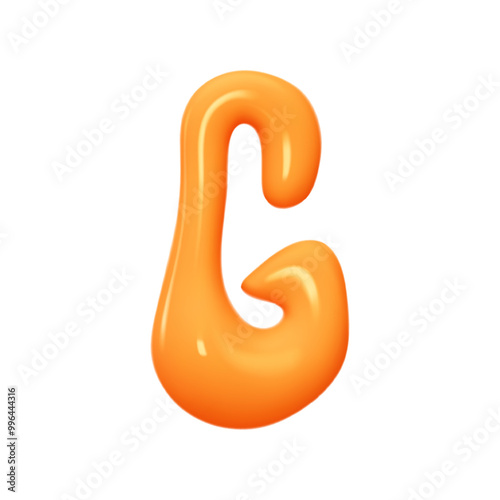 letter G. letter sign orange soft color. Realistic 3d design in cartoon liquid paint style. Isolated on white background. vector illustration