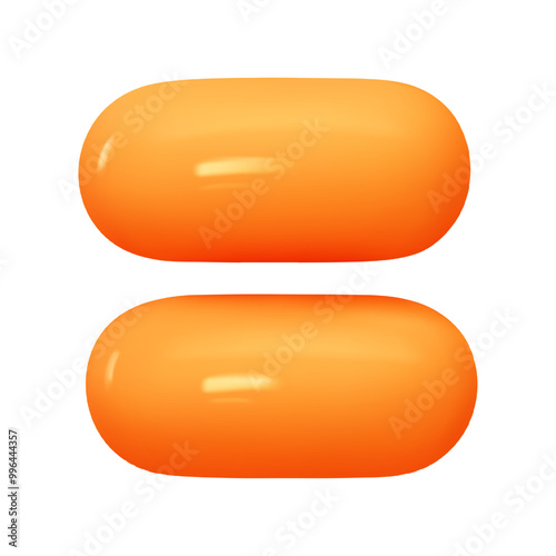 Symbols Equals. Sign orange soft color. Realistic 3d design in cartoon balloon style. Isolated on white background. vector illustration