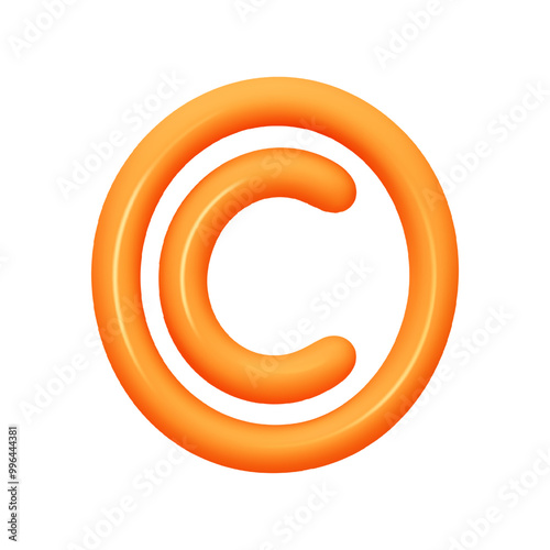 Copyright Sign orange soft color. Realistic 3d design in cartoon balloon style. Isolated on white background. vector illustration