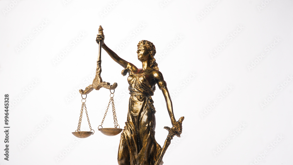 statue of Themis, the Greek goddess of justice on a white background. concept of justice statue of Themis, the Greek goddess of justice on a white background. concept of justice