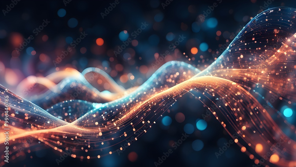 Abstract glowing waves of light in blue and orange hues. Abstract glowing waves of light in blue and orange hues.