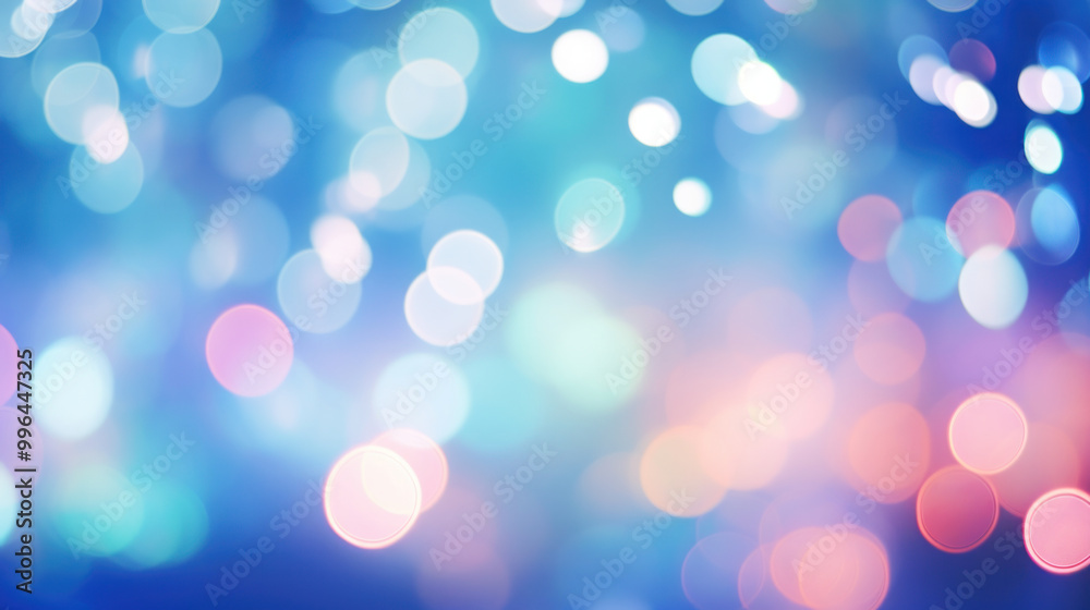 Fototapeta premium Blur bookeh colorful lights or flashes on a light blue color background