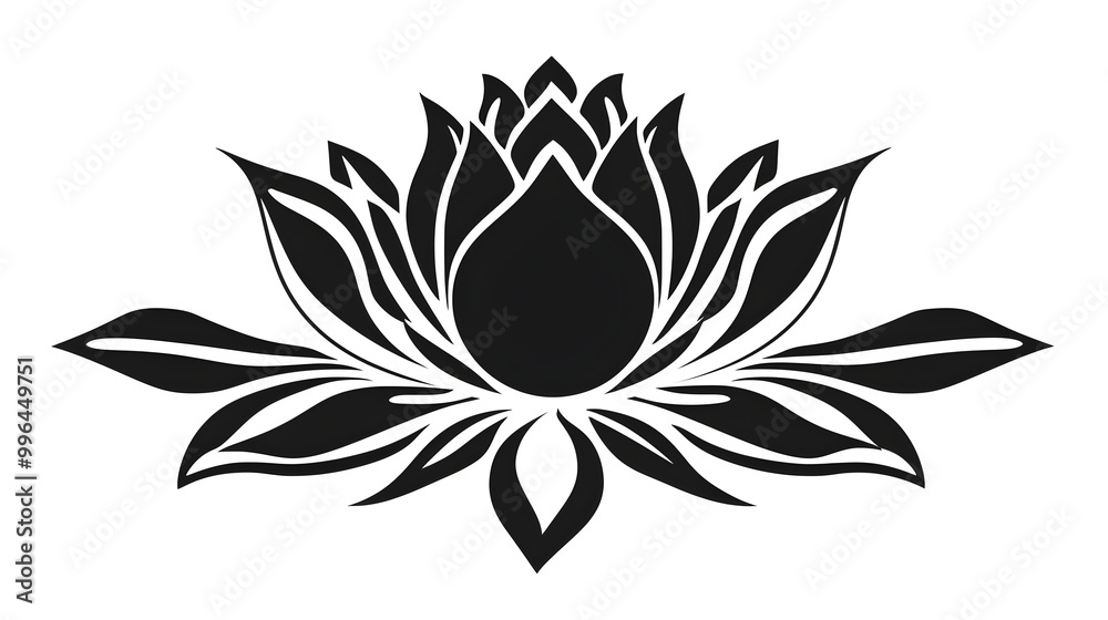Elegant Black and White Lotus Flower Elegant Black and White Lotus Flower