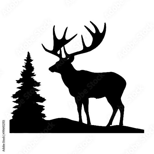 Noble Stag Silhouette Vector Illustration Transparent Background photo