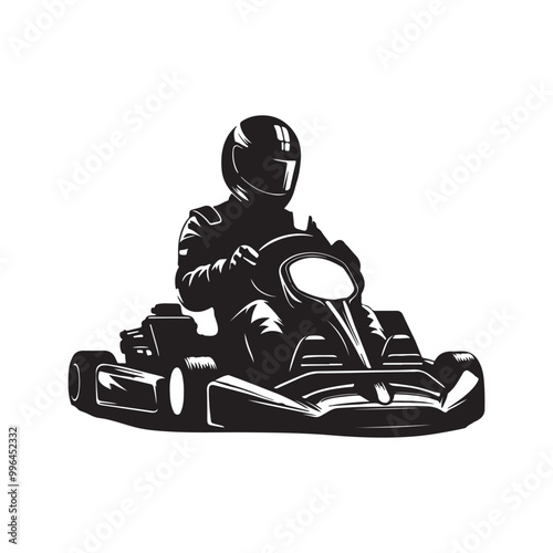 Gokart sport automotive silhouette on white background
