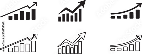 Growth icon set. Containing performance, gain, improvement, growth, chart vector illustration
