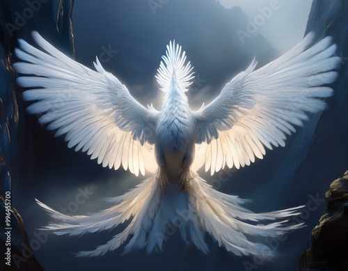 Cinematic white Chinese Loon bird