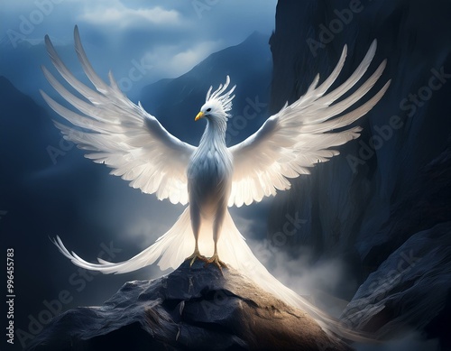 Cinematic white Chinese Loon bird