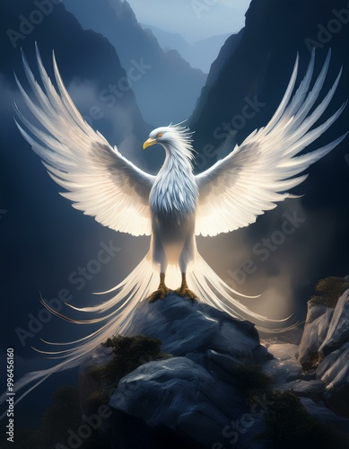 Cinematic white Chinese Loon bird