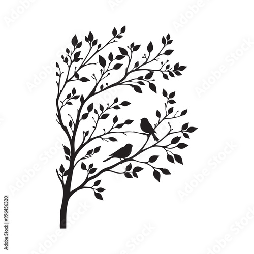 branch silhouette on white background
